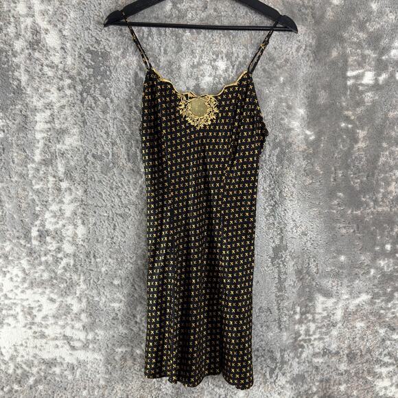 Victoria's Secret Other - Victorias Secret Size S Silk Floral Boho Sleepwear Tank Cami Top Gold